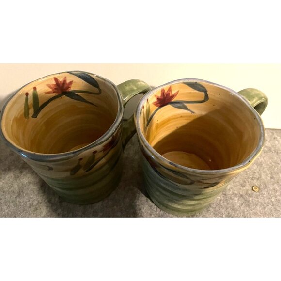 2 Pier 1 Import San Marino Earthenware Mugs, Elizabeth Design  # 1977 - Picture 5 of 6